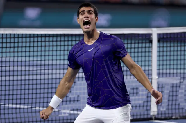 Carlos Alcaraz celebrates