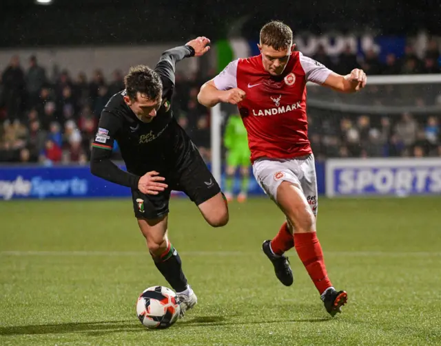 First-half action from the County Antrim Shield final at Seaview