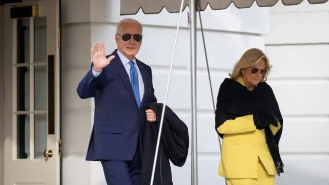 Joe Biden and first lady Jill Biden depart the White House January 23, 2024 in Washington, DC