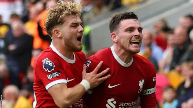 Harvey Elliott and Andy Robertson