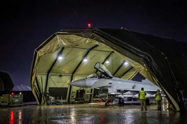 Royal Air Force Typhoon FGR4 being prepared to take off