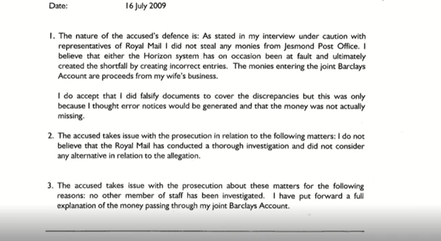 Peter Holmes defence statement