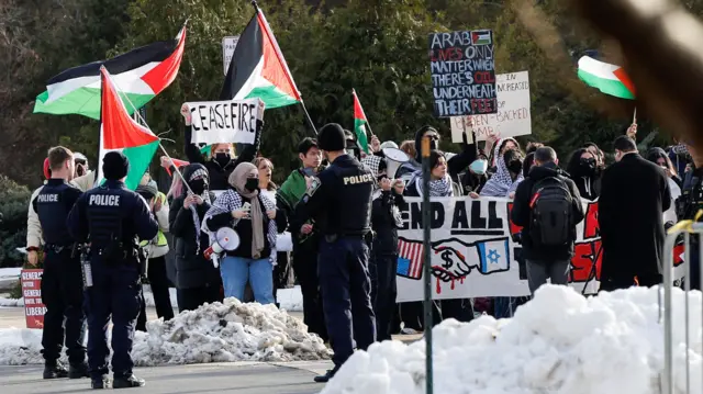 Pro-Palestinian protesters in Manassas ahead of the rally