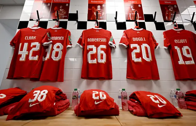 Liverpool dressing room before the Carabao Cup Semi Final