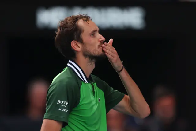 Daniil Medvedev blows kisses to the crowd