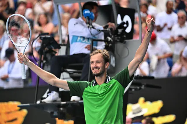 Daniil Medvedev smiles to the crowd