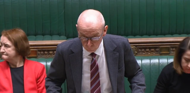 Labour MP Pat McFadden standing to ask an urgent question in the House of Commons