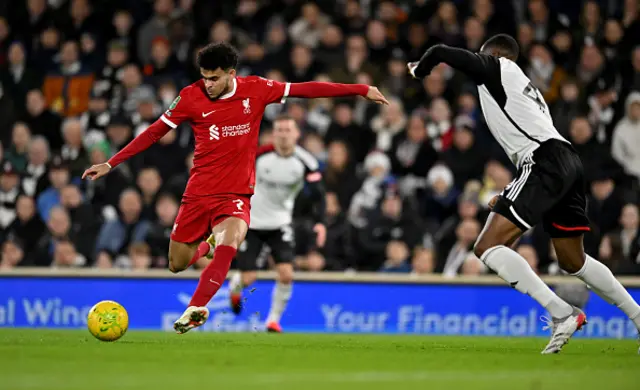 Luis Diaz takes a shot at goal