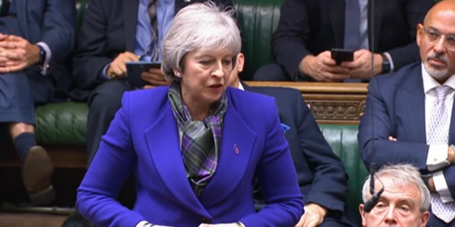 Former Prime Minister Theresa May speaking in Commons