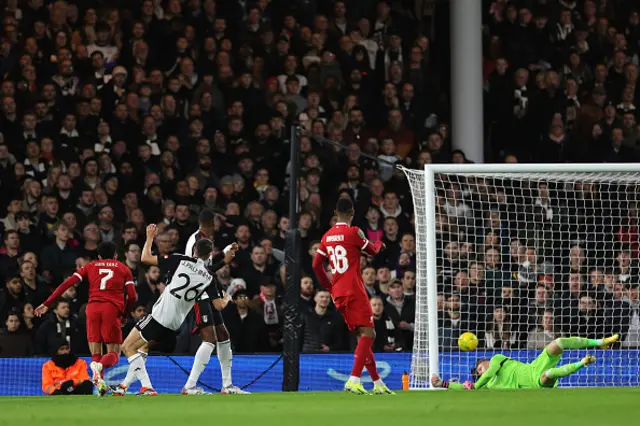 Luis Diaz scores past Bernd Leno