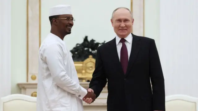 Russian state media released images of President Vladimir Putin with Chad's Transitional President, Brice Mahamat Idriss Deby