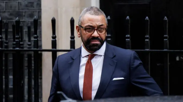 British Home Secretary, James Cleverly, leaves Downing Street after a UK government cabinet meeting in London, Britain, 23 January 2024.