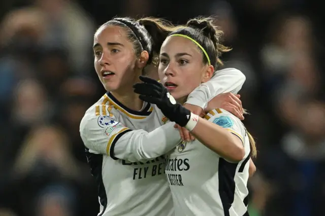 Athenea celebrates her equaliser for Madrid.