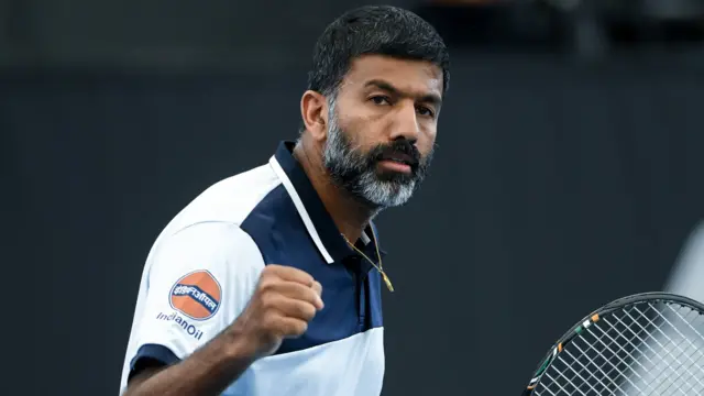 Rohan Bopanna celebrates