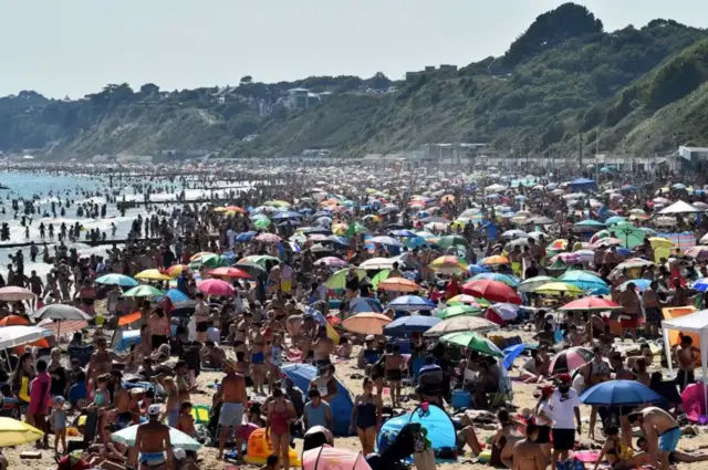 In June 2020 people flocked to the beach in Bournemouth