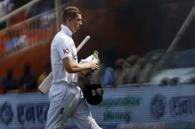 England's Zak Crawley walks off after being dismissed