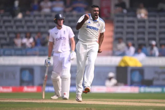 Ashwin celebrates wicket