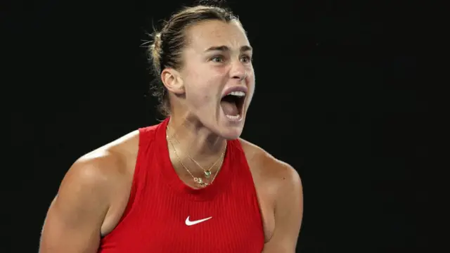 Aryna Sabalenka roars in celebration