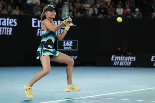 Dayana Yastremska hits a forehand shot