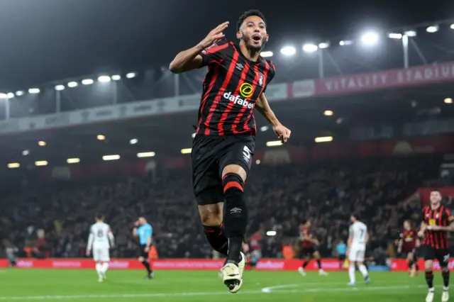 Lloyd Kelly puts Bournemouth ahead against Swansea City