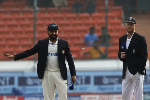 Rohit Sharma and Ben Stokes at the toss