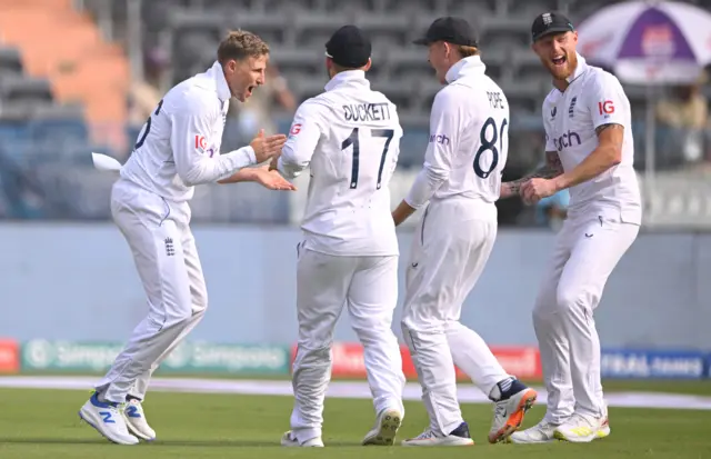 Joe Root celebrates wicket