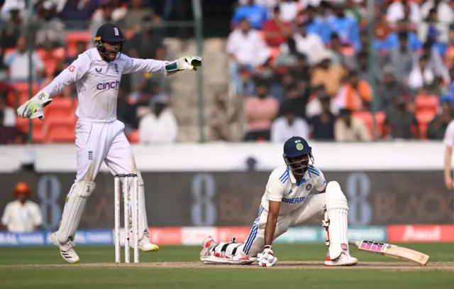 KS Bharat getting out, Jonny Bairstow celebrates