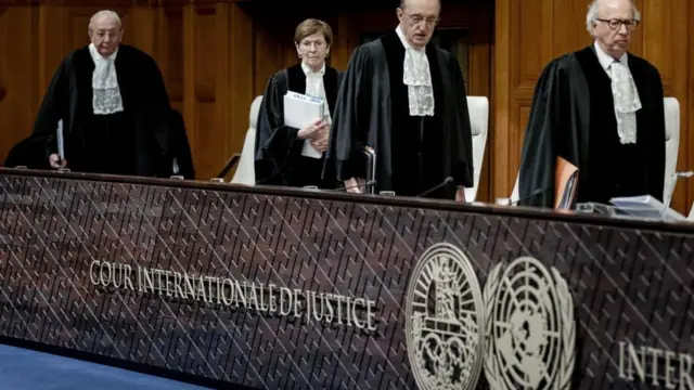 Judges pictured at the ICJ on 12 January