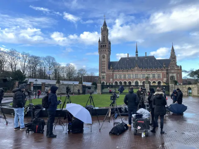 Journalists outside the Hague