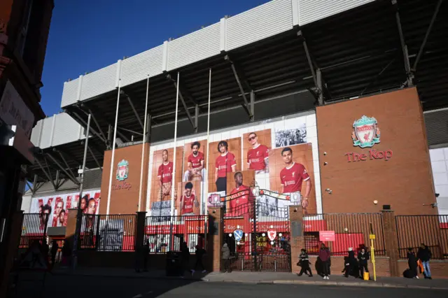 Pedestrians outside Anfield