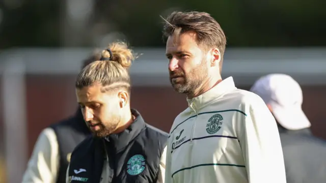 Emiliano Marcondes (left) makes his full Hibs debut at Kilmarnock