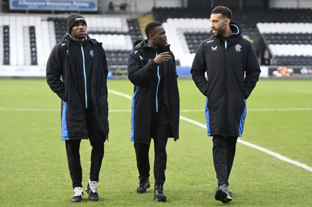 Rangers' Dujon Sterling, Rabbi Matondo and Connor Goldson at SMiSA Stadium