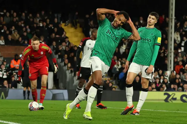 Murphy puts his hand to his head after his goal is disallowed.