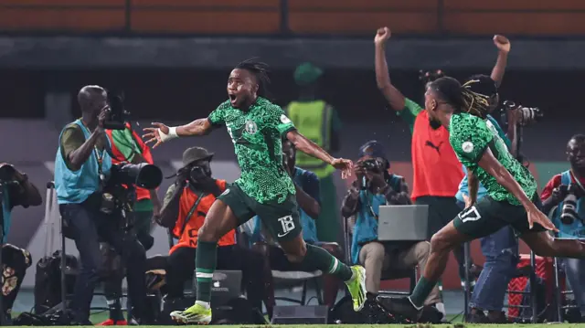 Ademola Lookman celebrate scoring for Nigeria against Cameroon