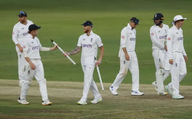 England team celebrate after victory