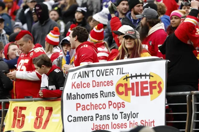 Kansas City Chiefs fan with banner