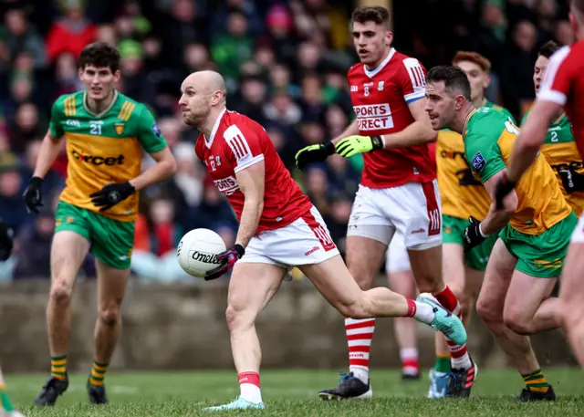 Cork appeared to have a sniff of a chance of getting back into the game after scoring their second goal against the run of play but Donegal have since reasserted their dominance