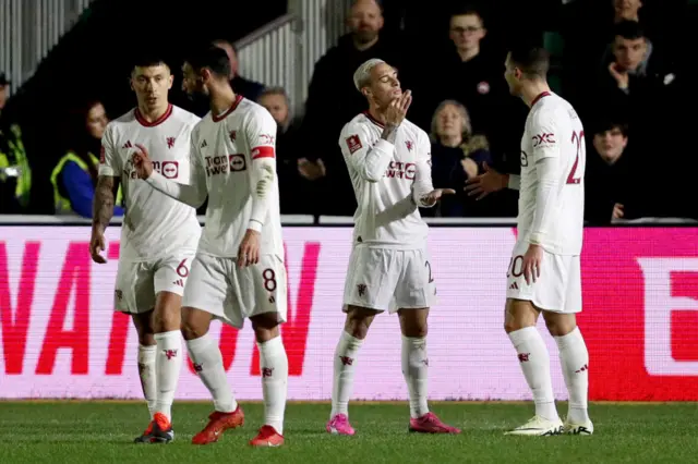 Antony celebrates against Newport County