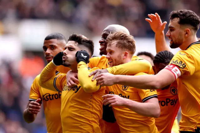 Pedro Neto and Wolves celebrate