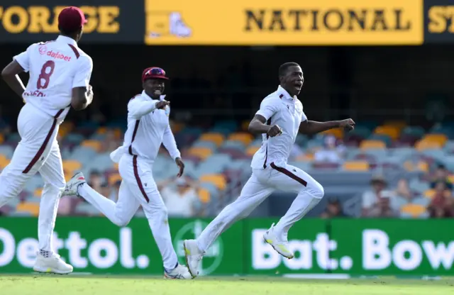 Shamar Joseph celebrates