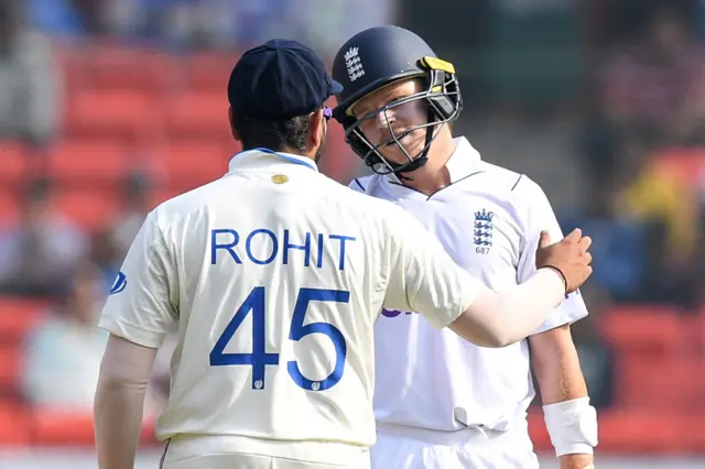 Ollie Pope talks to Rohit Sharma