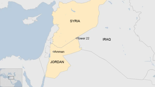 Map showing Tower 22 in Jordan