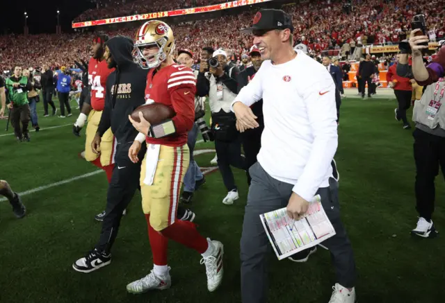 Brock Purdy and Kyle Shanahan