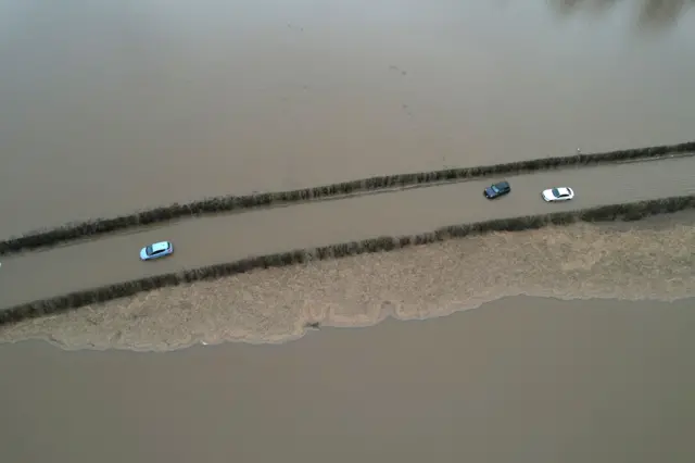 Cars stuck in water