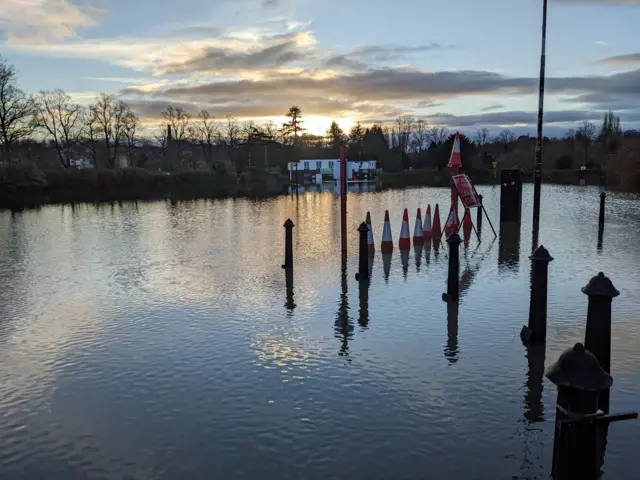 Flooding at St Julian’s Friar’s car park in Shrewsbury