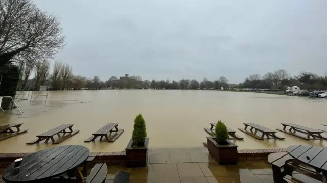 Flooded cricket ground