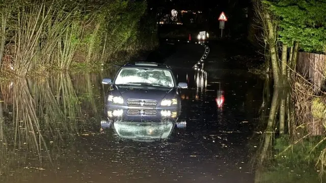 Car in flood-water