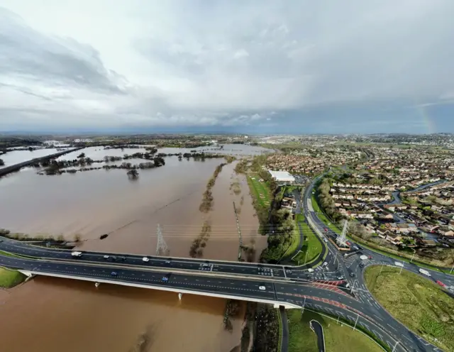 Flooding near Carrington Bridge, Worcester