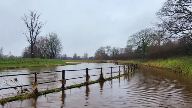 A flooded field in Northenden, Manchester