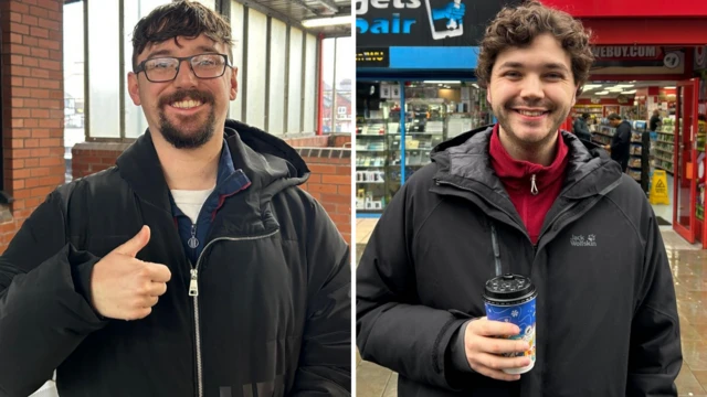 Split image of Harry Robinson and Thomas Forrester-Dean from darts vox pop